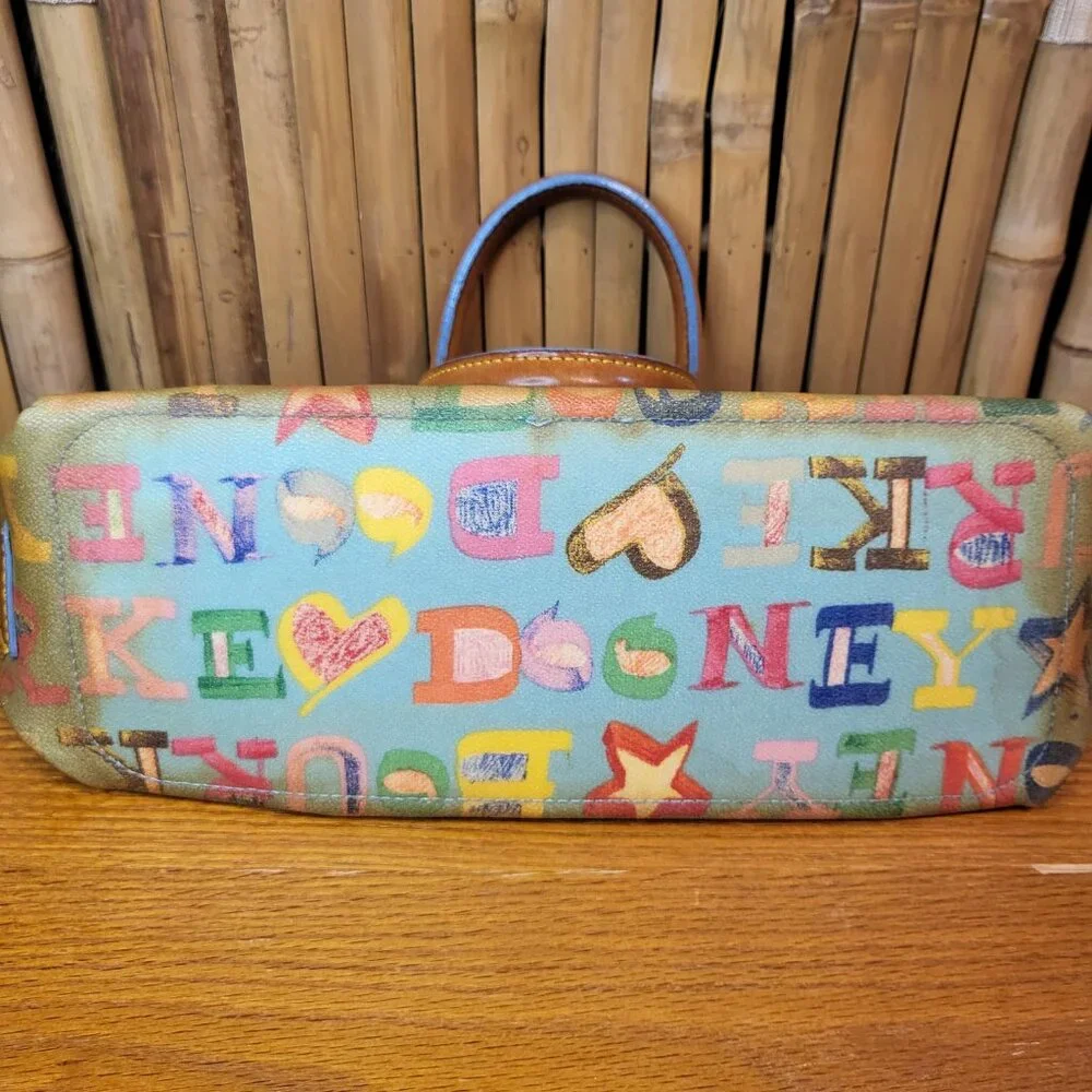 Dooney & Bourke Blue Alphabet Crayon Graffiti Purse Vintage - Picture 3 of 7